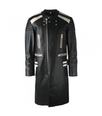 Premium Quality Men Genuine Leather Biker Coat Cowboy Long Coat Men Style Length Coat 